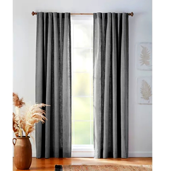 bee & willow Other - Bee & Willow™ Textured Herringbone 95-Inch Rod Pocket Curtain Panel in Dark Grey